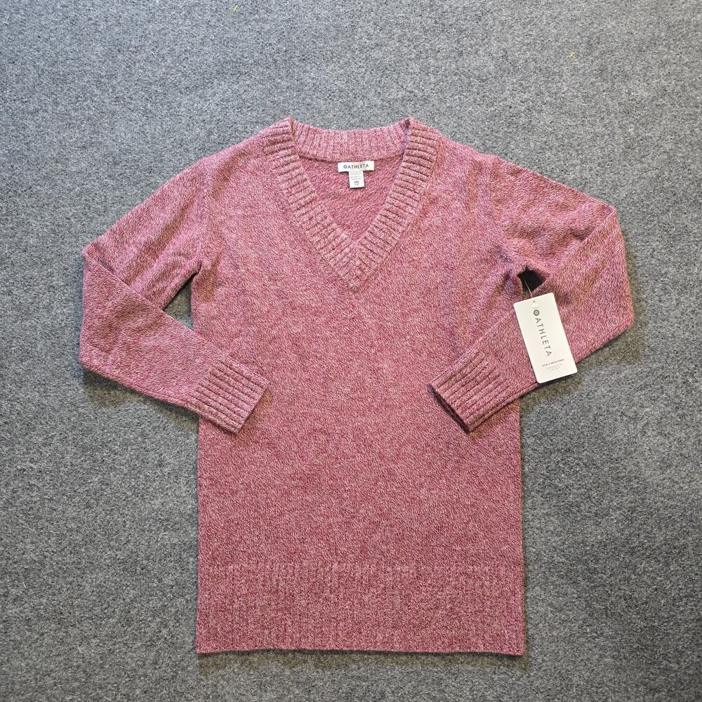 Athleta Sweater Womens Size XXS Pink Vital V Neck Wool Cashmere Casual Comfort